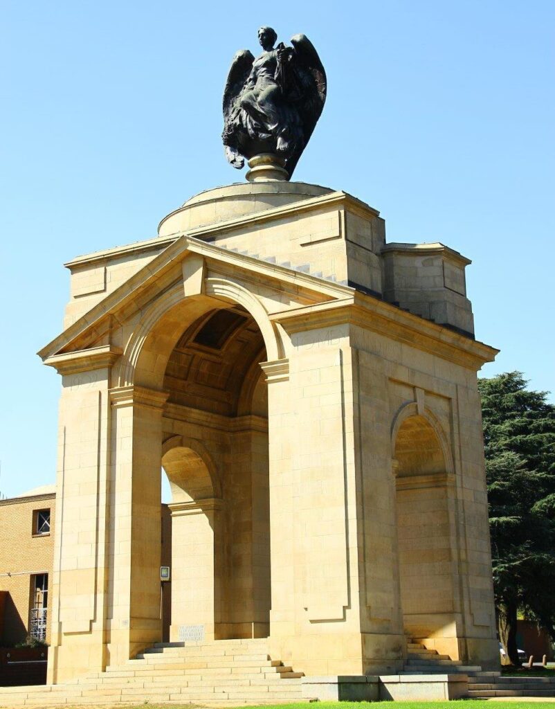 Looking up at the Boer War memorial at the Military History Museum in Houghton